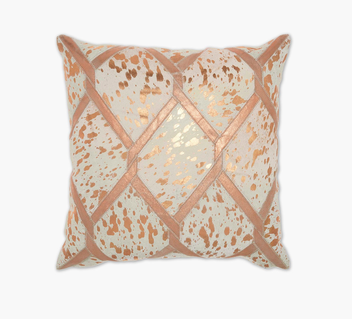 Natural Leather Hide Rose Gold Pillow